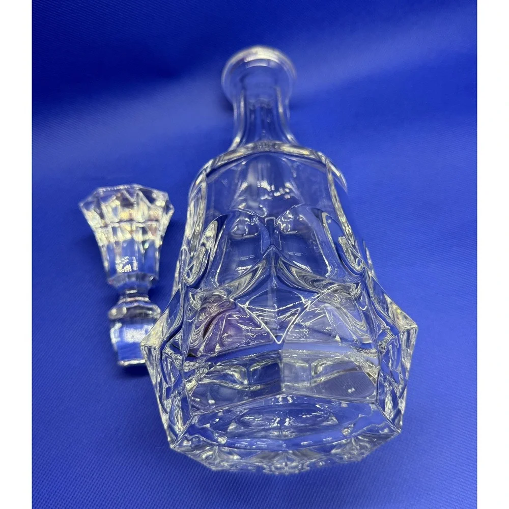 Vintage Bohemian Czech‎ Cut Clear Crystal Glass Wine Decanter